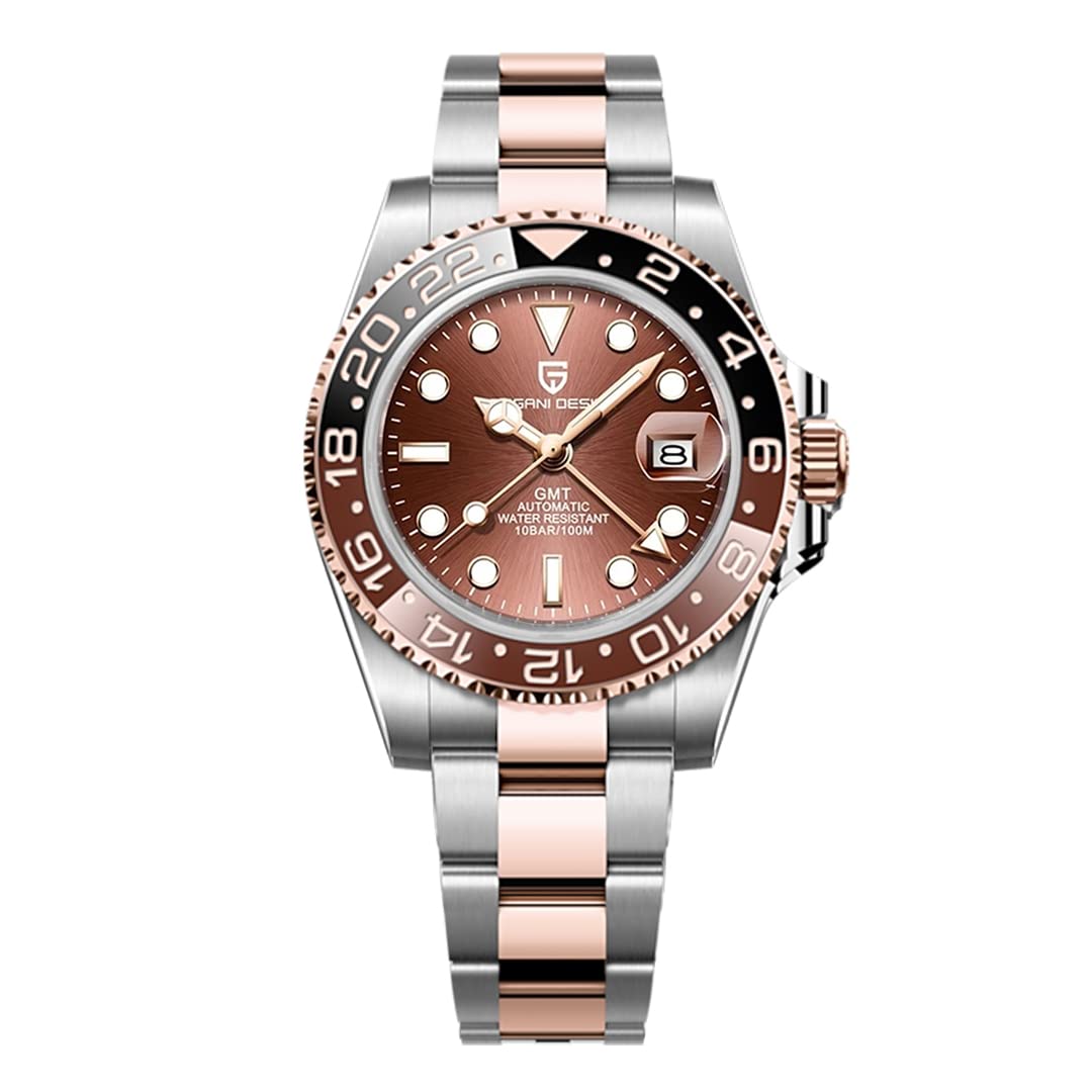 Mechanical GMT Stainless Steel Wrist Watch Sapphire Glass Stainless Steel Ceramic Watches Watch (Full Gold)