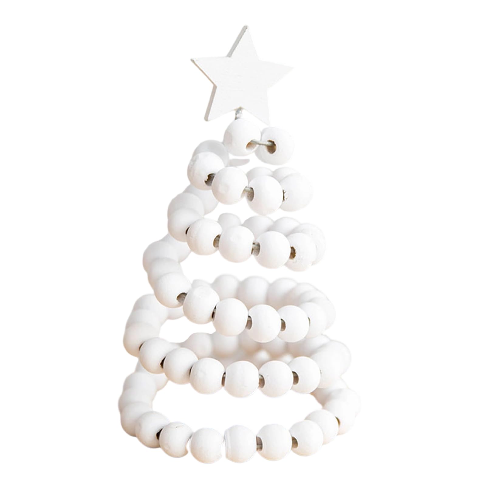 Miniature Christmas Tree Tabletop Ornament Wooden Beaded Christmas Tree Holiday Decoration for Mantels Dining Table Wooden Holiday Ornament