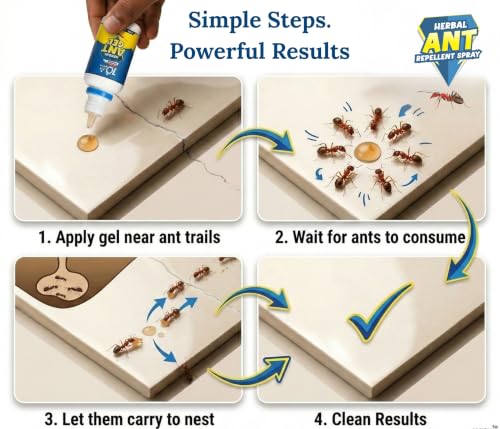 Image of Amish Herbal Ant Gel Pack of 10 | 10 Min Max Bait Formula | Powerful Organic Repellent & Cleaner | Removes Red,Black Ant, Antox Pests | Natural Dawa Protector for Home & Kitchen