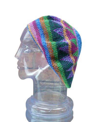 Inspirit Arts Four Sizes Tam Beret Slouchy Cap Beanie Hat Crochet 100% Natural Cotton Flowertone Pinwheel Design2