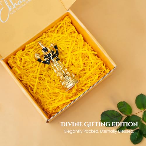 Image of Ekhasa 24K Gold Plated Tirupati Balaji Venkateshwara Idol with Gift Box | Resin Perumal Statue for Table Pooja Room Home Decor Office Desk | Religious Housewarming Griha Pravesh Gift