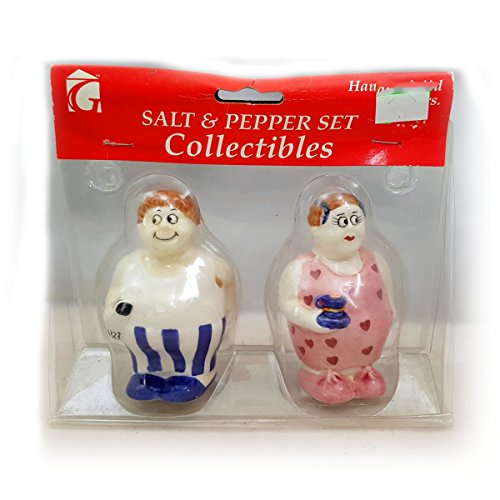 Gemco Ware Vintage 1999 Hand Painted Salt & Pepper Plump Couple Chubby Man