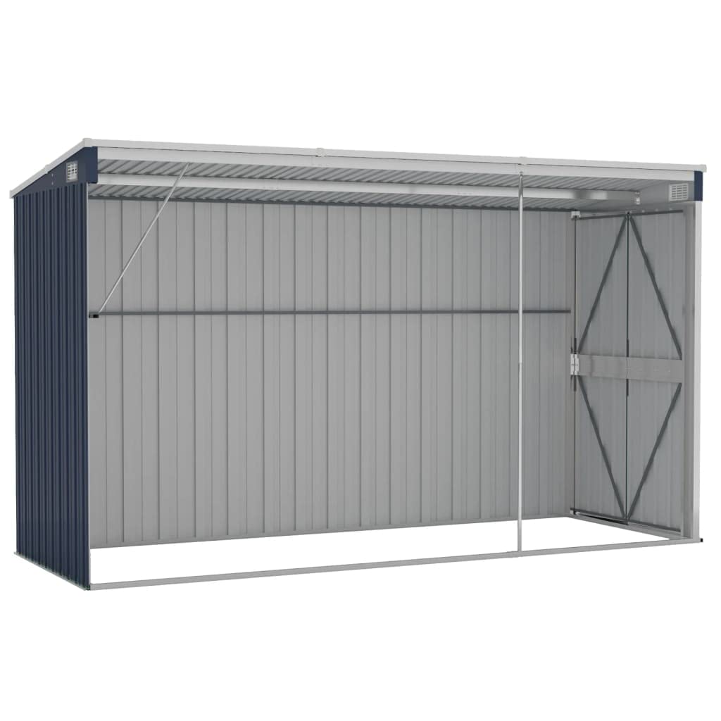 vidaXL Cobertizo para montaje en pared, acero galvanizado y metal, almacenamiento de jardín para herramientas, muebles, equipo, antracita, duradero, resistente a la intemperie y seguro
