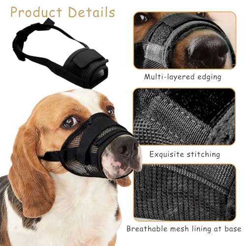 Fysaran Maulkorb für Hunde, Gitterdesign Verstellbare Maulkorb mit Klettverschluss Sicher Atmungsaktives Bellen und Kauen Netzmaulkorb für Kleine Große und Hunde (M: 14-20 cm)