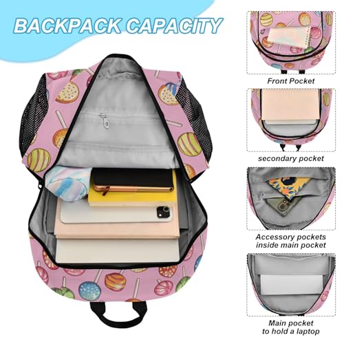 Cartoon Candy Backpack Lunch Bag Set for Travel Hiking Picnic, Backpacks with Insulated Lunch Box4