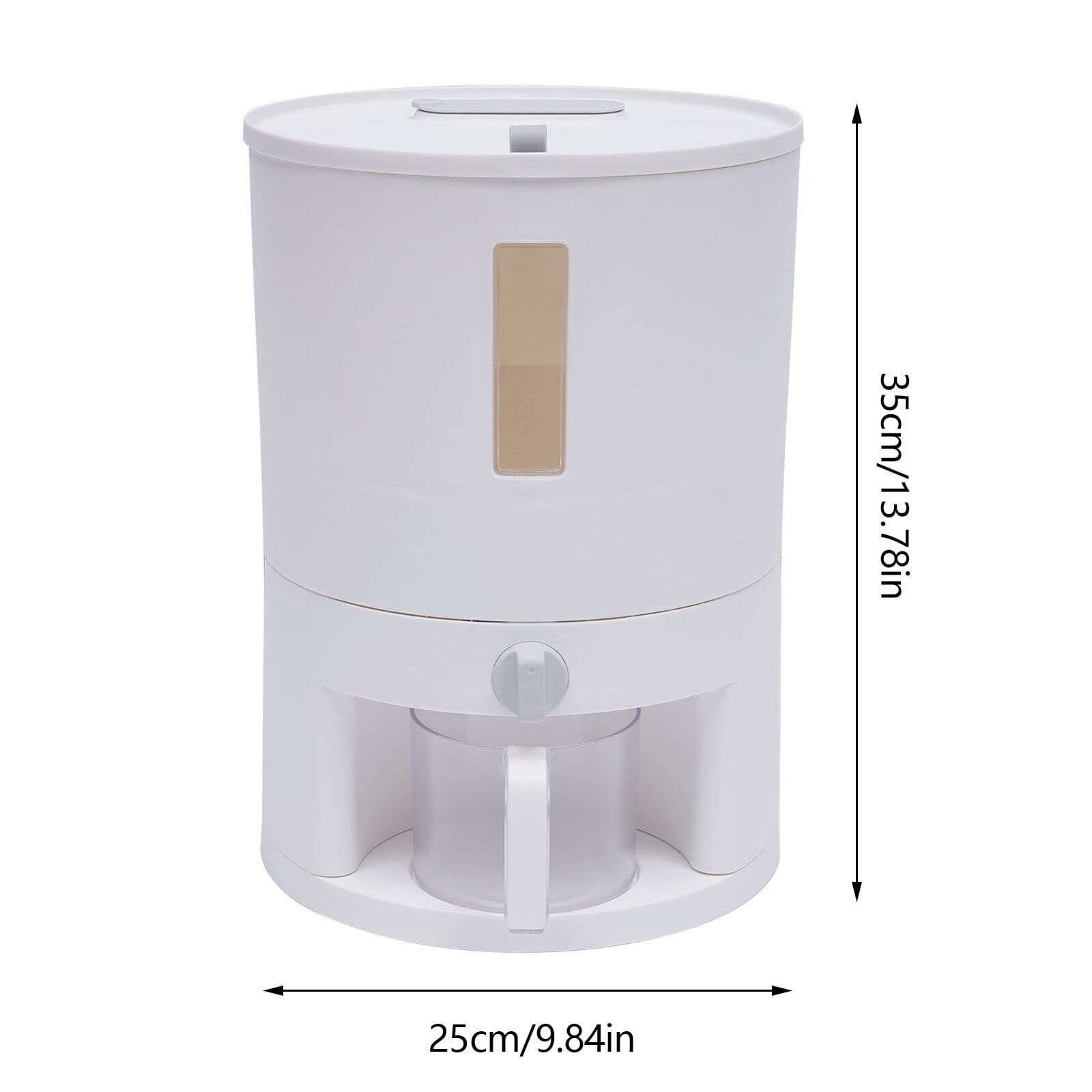 Distributeur de Riz 6 kg – Récipient de Stockage Alimentaire avec Fenêtre Transparente et Doseur Gradué, Hermétique, pour Riz Noir, Riz Jaune et Céréales