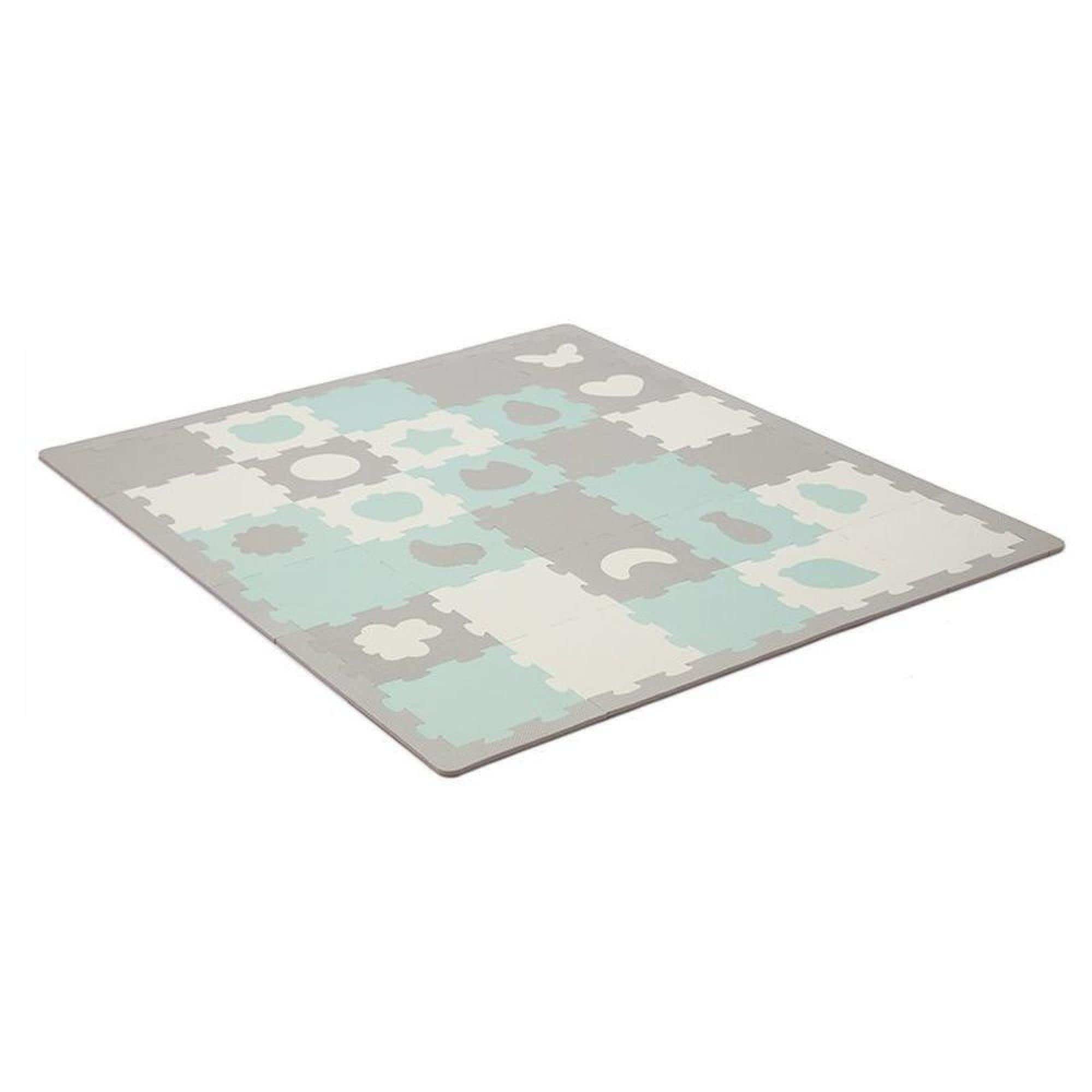 Kinderkraft LUNO SHAPES Play Mat, Puzzle Mat 185 x 165 cm, Play Mat from Birth, Waterproof, 30 Puzzles, Carrying Bag Included, 3D Shapes, Protection Against Cold Floors, Mint — image 1