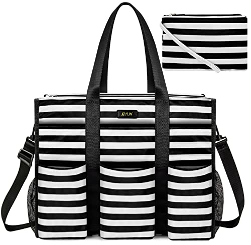 Canvas Tote Bag Pursetti Zip-Top Organizing Utility Tote Bag With