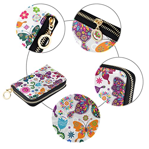 Fuluhuapin Colorful Butterfly Credit Card Holder Case Leather Printed Zipper Id Card Case Wallet For Women Girls 20324704 #TOP3