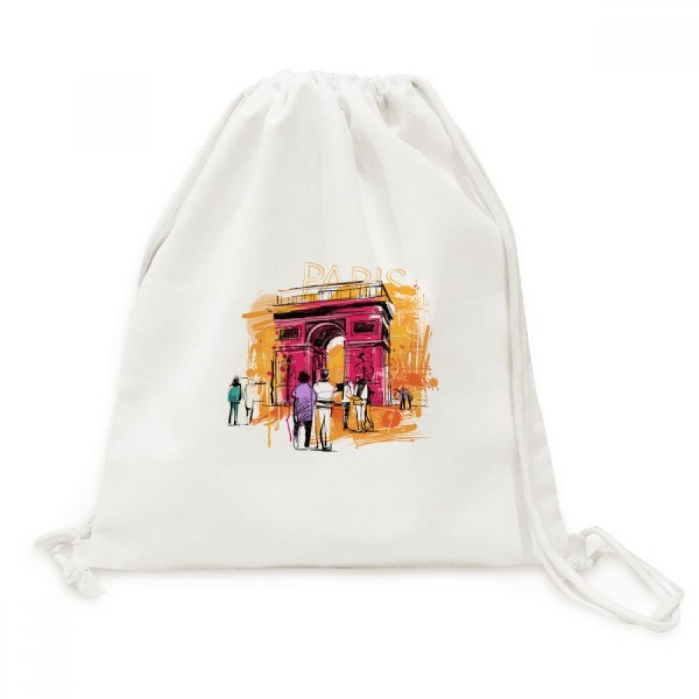 Arc de Triomphe Paris France Dessin Main Toile Drawstring Backpack robuste et ergonomique