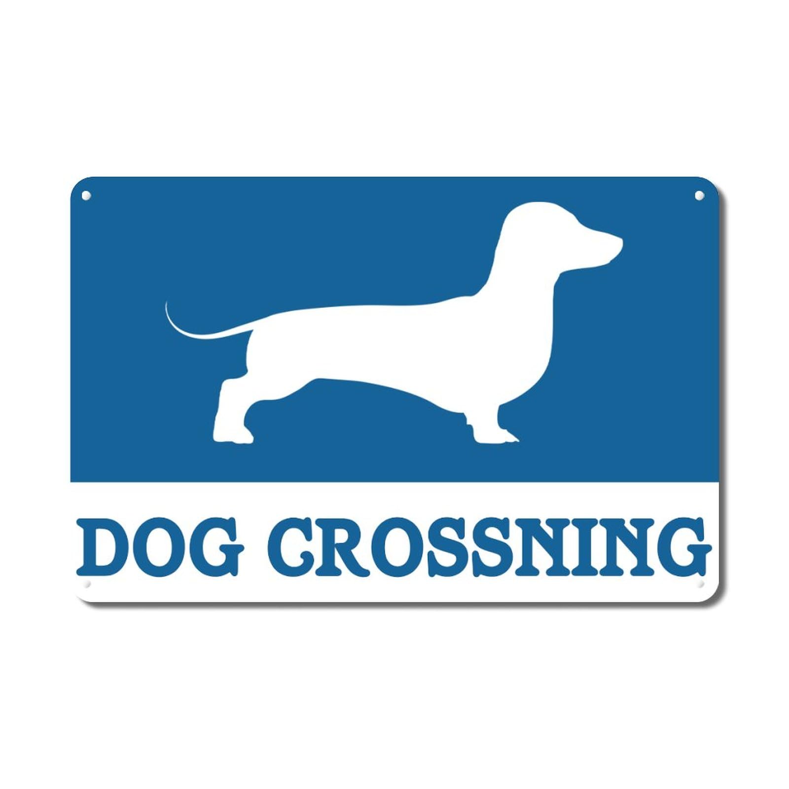 ENEDNATE Caution Dog Crossing Vintage Warning Metal Sign 8x12 Inch Modern Waterproof Caution Notice Aluminum Tin Signs for Indoor & Outdoor Road Community Street Park Decoration Wall Art