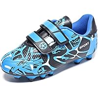 Mitudidi Kids Football Boots Boys Girls FG/AG Soccer Athletics Running Sport Training Shoes Profession Competition Teenager Indoor Outdoor Cleats Sneakers for Unisex Black Blue 10 UK Child