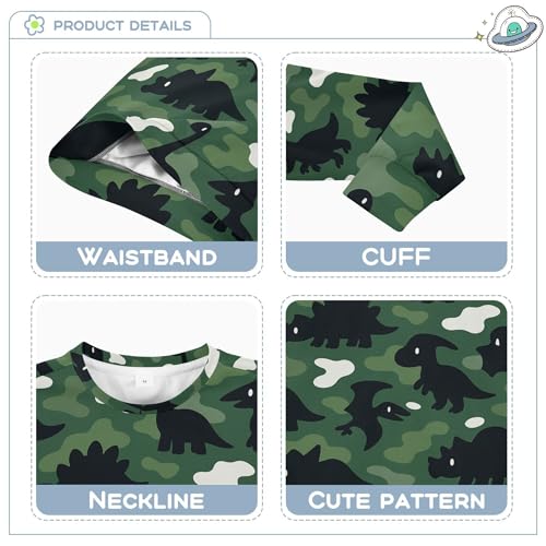 JUNZAN Cute Dinosaur Camouflage Green Little Girls Pullover Hoodie Long Sleeve Outerwear for Kids Athletic 4T3