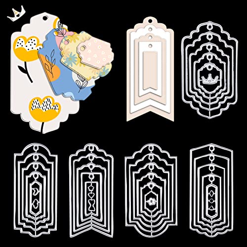 dies for card making - ORIGACH 5 Set 36Pcs Bookmarks Metal Cutting Dies Tag Frame Die Cuts Embossing Stencils Template Mould for DIY Scrapbooking Decorative Paper Card Making