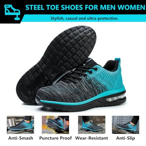 Image of Steel Toe Shoes for Men Women Lightweight Comfortable Work Shoes Indestructible Slip Resistant Safety Shoes for Construction