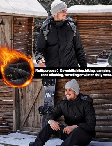 TACVASEN Herren Winterjacke Wasserdicht Outdoorjacke Atmungsaktiv Warme Gefütterte Snowboardjacke Winddicht Schwarz, XL