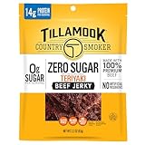 Tillamook Beef Jerky, Country Smoker Zero Sugar Ready to Eat Keto Snack, Low Carb, High Protein, Gluten Free, Teriyaki, 2.2 Ounce