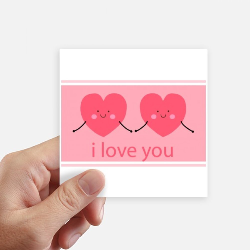 Autocollants Valentin rose mignon et cœurs, sticker carré haute tenue