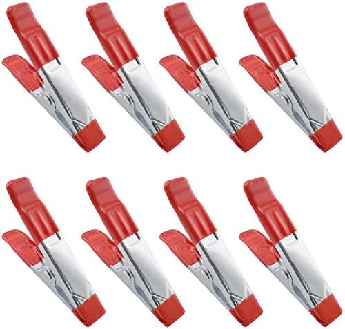8 PCS 4-Inch Metal Spring Clamps Heavy Duty Tent Clips for Woodworking Camping (OZXNO,Maximum Opening 3.5CM)