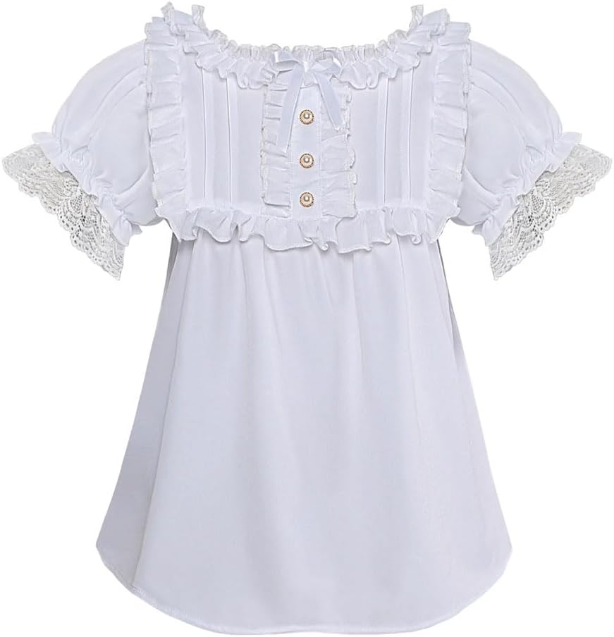 Women's Vintage Short Sleeve Lace Shirt