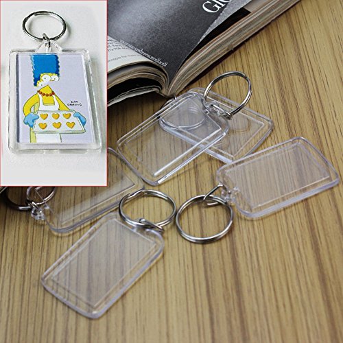 King&Pig 24Pcs Key Chains Key Rings With Transparent Clear Rectangle Picture Photo Frames Can Open Keychains #TOP6