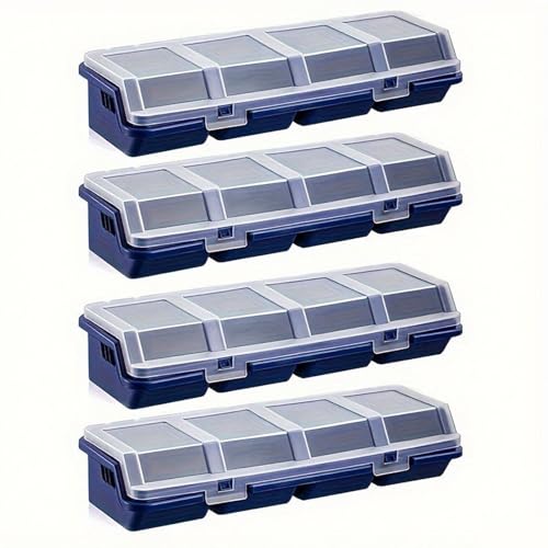 Boîte de rangement pour vis bleu en polypropylène à 4 compartiments - 6