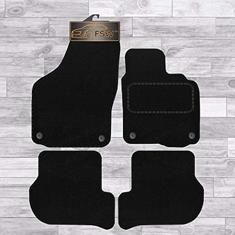 FSW - Tailored Car Mats & Carpets - Golf 2008-2013 MK6 - Black Carpet - Anti Slip Mat - Non Slip Car Floor Mat, Fitted With Clips & Granulated Backing - 4 Pc Floor Mat Only Cover