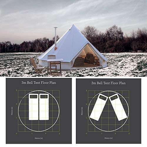 Playdo 3M/9.8Ft 4 Season Cotton Canvas Bell Tent Camping Yurt Tent Huning Wall Tent With Top Stove Hole For 2 Person #TOP4