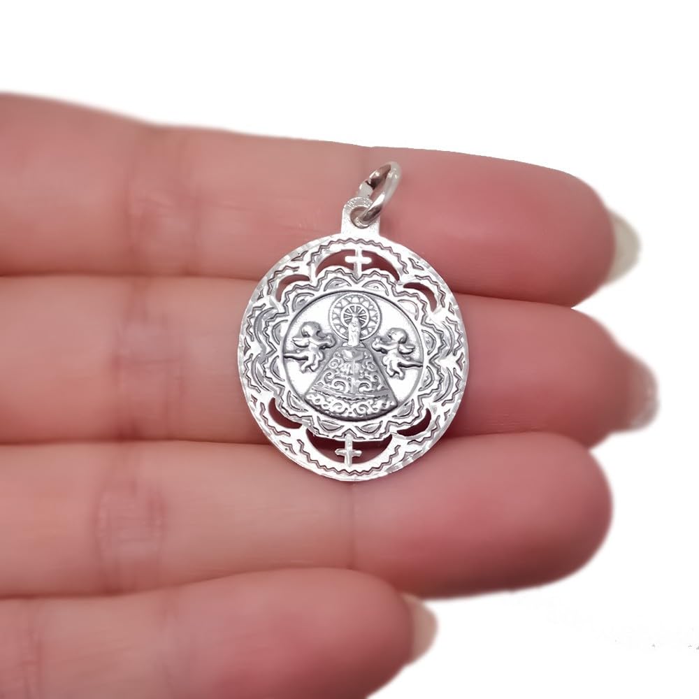 Virgen del Pilar Medalla Plata Ley 925m maciza 29mm. ovalada. Grabación incluida en el precio - Personalizable - GRABACIÓN INCLUIDA EN EL PRECIO