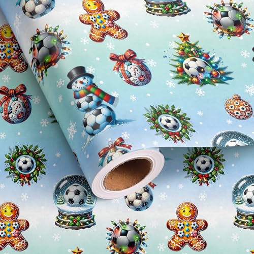 Altarho Soccer Christmas Wrapping Paper Roll