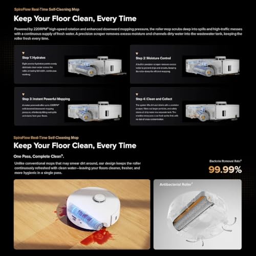 Aspirateur Robot et Laveur Roborock Qrevo Curv 2 Flow avec Vidage Automatique Navigation LiDAR 20.000 Pa IA - vue 10
