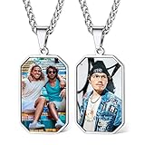 Custom4U Chapa Hombre Personalizada con 2 Fotos Regalo Soldado Militar Collar Tabla Rectangular con Fotografía Acero Inoxidable 316L