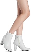 Vista 6 de DREAM PAIRS - Botines de tacón grueso para mujer, botas hasta el tobillo con punta puntiaguda