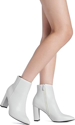 Miniatura 6 de DREAM PAIRS - Botines de tacón grueso para mujer, botas hasta el tobillo con punta puntiaguda