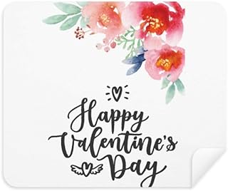 Happy Valentine Flowers Quote Cleaning Cloth Screen Cleaner 2pcs Suede Fabric