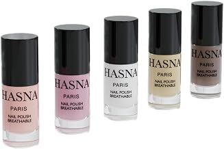 Hasna Paris Halal Nail Polish - Private Collection - Eco-Responsible - Shine and Long-Lasting - Easy to Apply - Set of 5 x 5 ml (Natural)