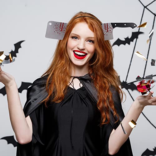 Halloween Costume Scary Weapon Headbands, 4 Packs Rubber Plastic Knife Axe Cleaver And Scissor Through Head, Zombie Accessories Makeup For Teen Men Women Adults Clearance Gifts #TOP16