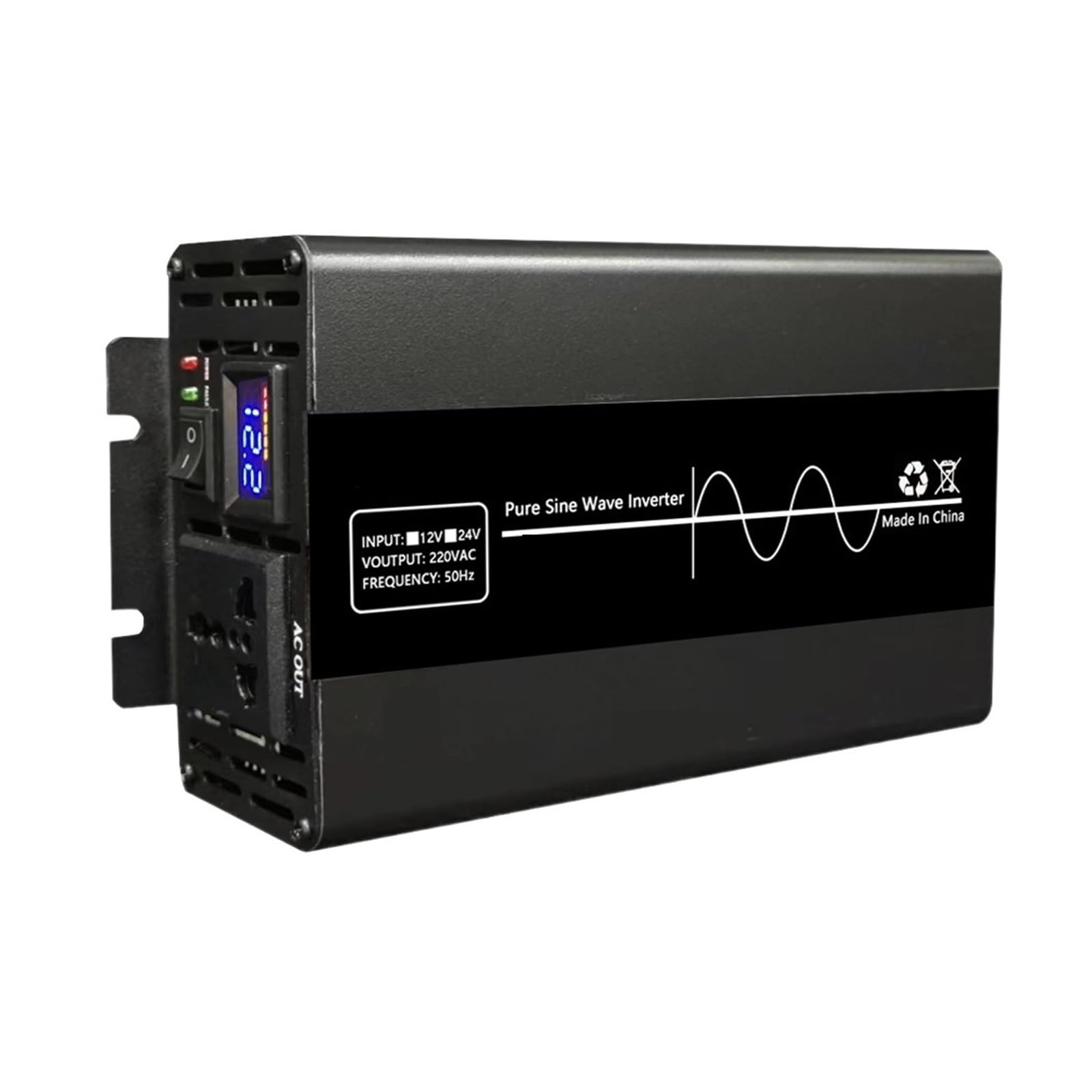 CUDTAPI Pure Sine Wave Inverter 5000W 8000W 12V/24V Power Converter Adapter Solar 220 Inverter Car Outdoor Camping Power Converter(500w,Onecolor)
