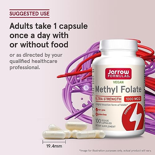 Jarrow Methyl Folate 1000 mcg, for Cellular Energy Support, 100 Capsules - image 7
