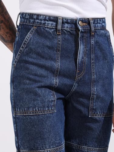 Image of The Indian Garage Co Men's Regular Tapered Fit Mid-Rise Cotton Jeans