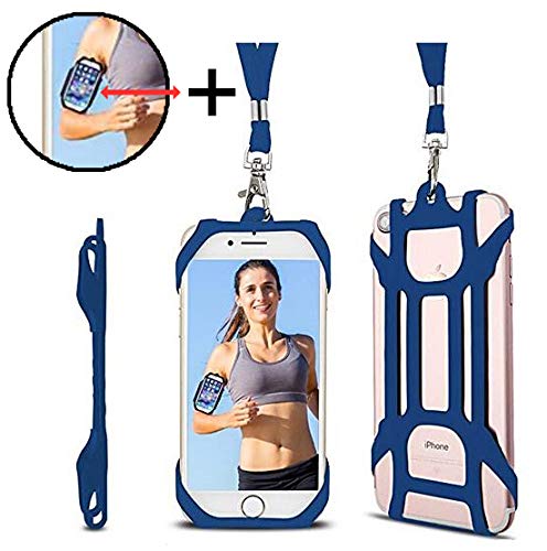 Girafus® Soporte para Teléfono Móvil 2 en 1 para Deportes, Ocio, Footing, Senderismo, Entrenamiento, Limpieza iPhone, Samsung Galaxy, Huawei, Sony, LG  Azul