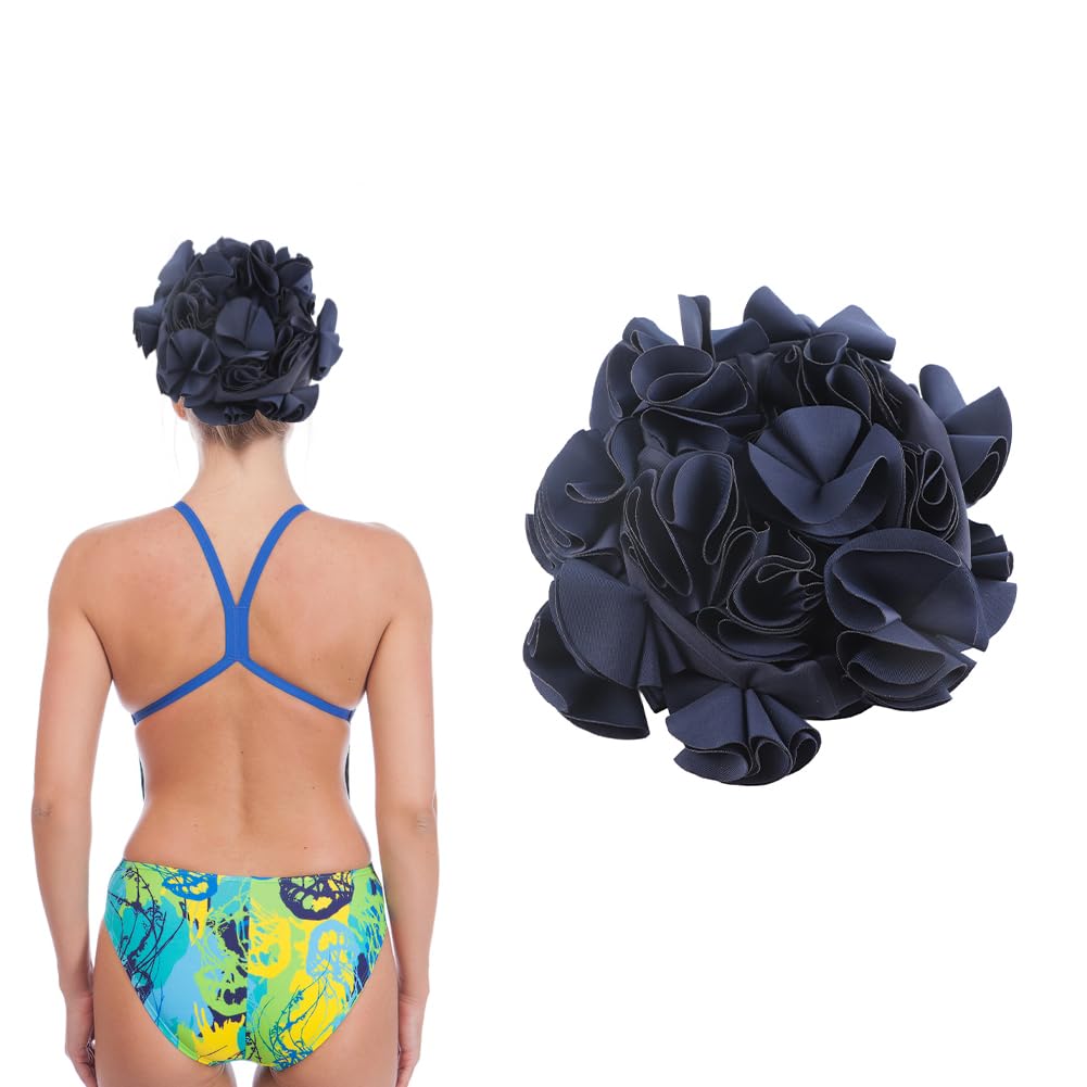 Badekappe Mit Blumenmotiv – Für Damen, Dehnbar, Aus Polyester, Schützt Haare Beim Schwimmen