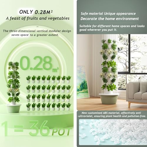 Sistema hidropónico de torre vertical automatizado con luces LED de crecimiento, kit de jardín sin suelo de 5 capas para cultivar verduras de hoja verde, melones, fresas, solución de cultivo de