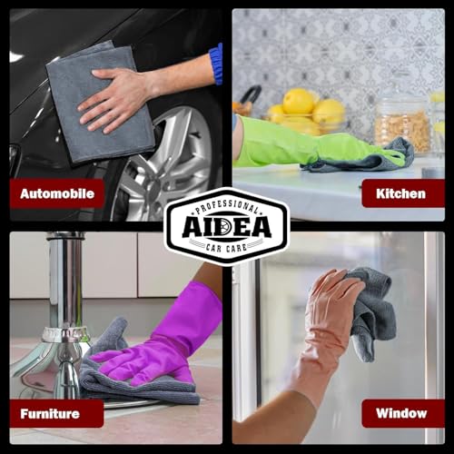 Image of AIDEA Microfiber Cleaning Cloth Grey 150PK, Microfiber Towels for Cars, Premium Car Cloths, Dusting Cloth Lint Free Cleaning Rags for SUVs, House, Kitchen, Window, Workshops,12x12 inch
