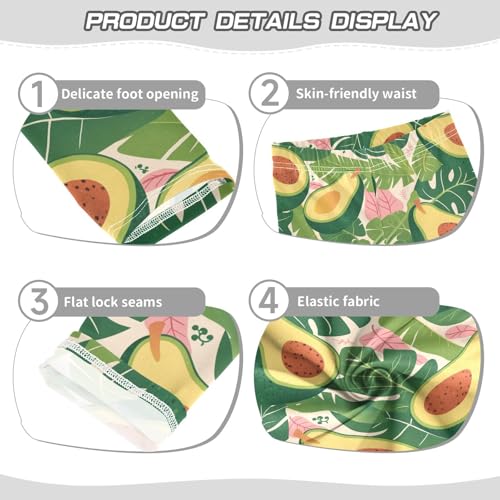 Wusikd Avocado Leaves Girls' Leggings Toddler Doodles Pink Kids Yoga Pants Dance Active Tights 4T3