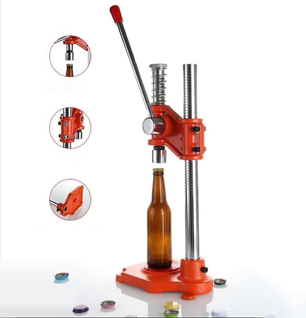 Máquina taponadora manual para botellas de cerveza y refrescos, crimpadora de metal resistente con mango ajustable para elaboración casera y fabricación de bebidas caseras