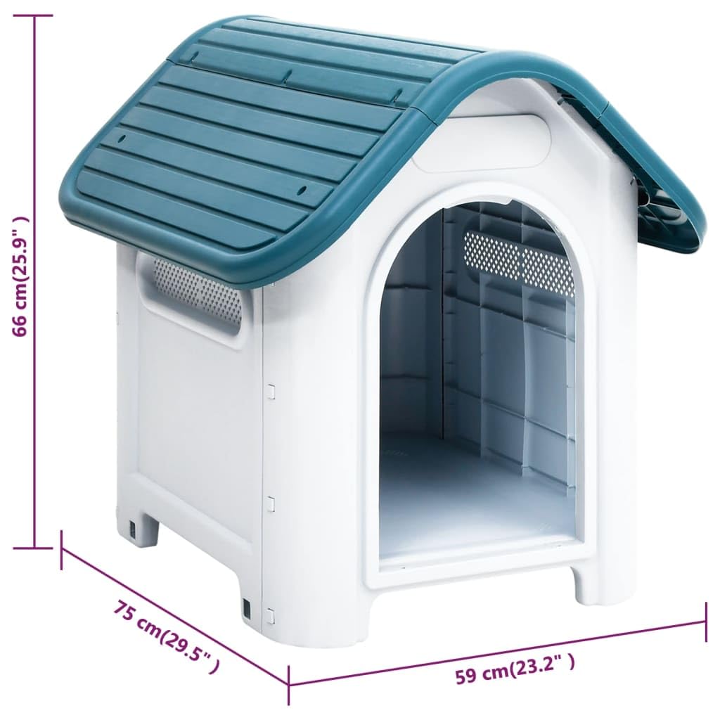 Hundehütte aus Polypropylen wetterfest für Außenbereich 59x75x66 cm Hundehütte für mittelgroße Hunde