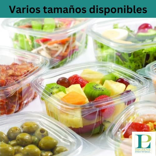 Pack Envases reutilizables para Alimentos Ecologico - Envases de plastico con tapa - Contenedores de Plastico Reutilizables - Poliestireno (100, 1000 ml)
