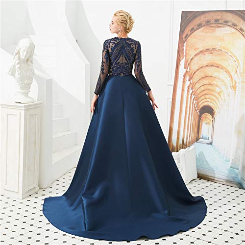 Women's Long Sleeve Mermaid Detachable Train Evening Prom Dresses Long Sequins3