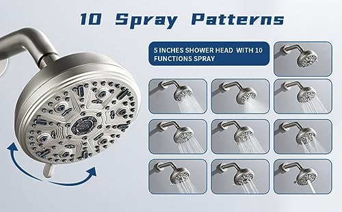 Image of 3 Handles Shower Faucet Set with Tub Spout Bathtub Shower Faucets Combo Set Shower System Complete Tub and Shower Trim Kit Brushed Nickel Shower Fixtures